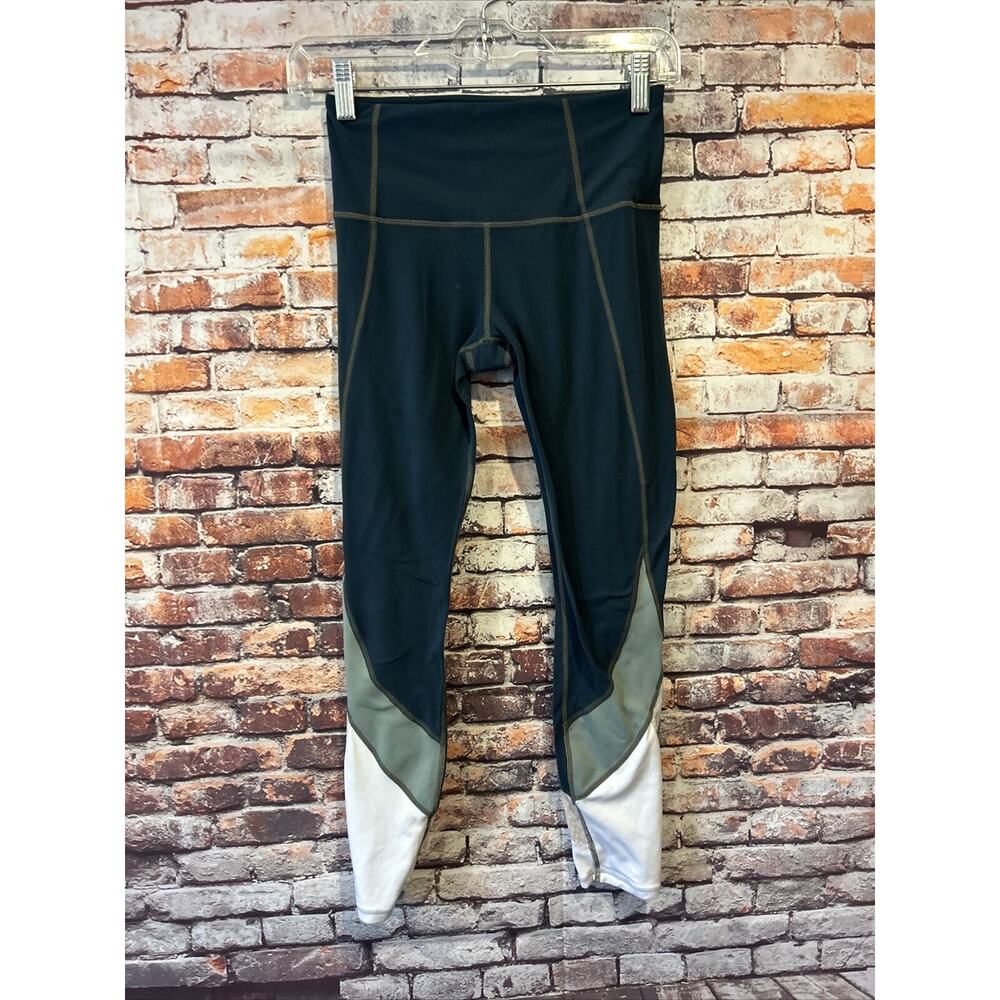 Green athleta color block saturation 7/8 tight pants women’s size Xs